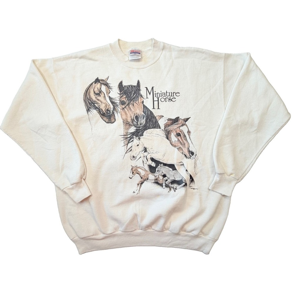 Vintage 1996 Miniature Horse Sweatshirt Large Hanes Equestrian Graphic